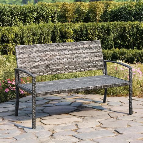 Fauteuil coloris gris en pE Polyrattan acier 122 x 60 x 85 cm (1/5)