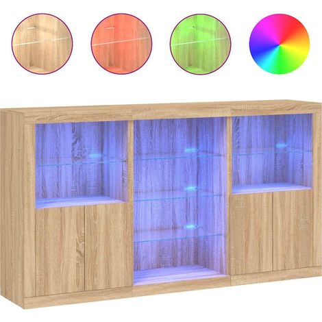 Maison Exclusive - Credenza con Luci LED Rovere Sonoma 181,5x37x100 cm