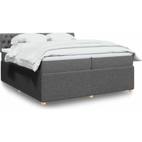 Cama box spring con colchón tela gris oscuro 200x200 cm vidaXL (1/5)