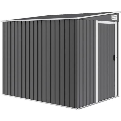 Cobertizo metálico para jardín 2,81 m² 154 x 206,5 x 181 cm con techo inclinado y base (1/5)