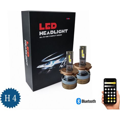 Set Smart-LED-Lampen H4 – Abblend-/Fernlicht, Zwei Farben, CSP Dual Color 3500K – 6500K, Bluetooth-App, CAN-Bus