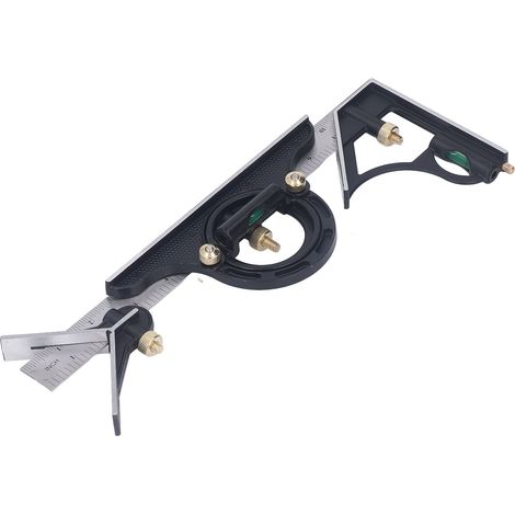 Équerre combinée 300 mm, règle de mesure de longueur, profondeur et angle, en acier inoxydable, outil multifonctionnel (1/5)