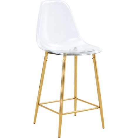 Set de 4 taburetes de bar transparentes con estructura metálica dorada, 101,6 cm (1/5)
