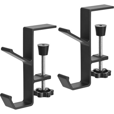 Ensemble de deux supports pour casque audio, support de bureau pour casque audio, support de bureau réglable, convient aux sacs à dos, casques audio et sacs à main (noir). (1/3)