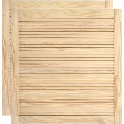 Set di 2 ante a persiana in legno massello di pino ante per armadi ante per mensole rivestimento per armadio guardaroba 61,5 x 59,4 cm 020003895