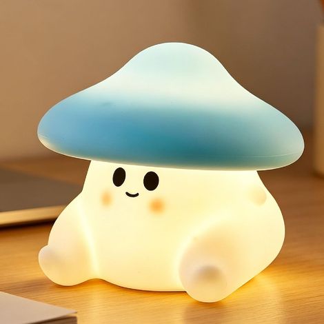 Veilleuse en forme de champignon pour enfants, jolie lampe de nuit en silicone pour chambre d'enfant, lampe de chevet à intensité variable, toucher spongieux, adorable lampe rechargeable en forme (1/5)