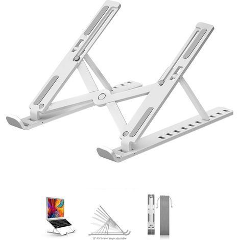 Support d'ordinateur portable pliable, repose-pc réglable universel pour tous les modèles, format compact et léger, idéal bureau et voyage (1/5)