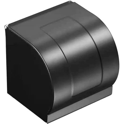 Boîte à papier toilette en acier inoxydable noir,porte-rouleau de papier toilette porte-papier toilette, pour salle de bain d'hôtel (1/5)