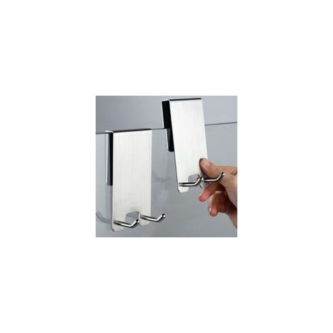 Paquete de 2 ganchos de pared de acero inoxidable para puertas de ducha, no requieren perforación, aptos para cristales de 6 a 11 mm de espesor.