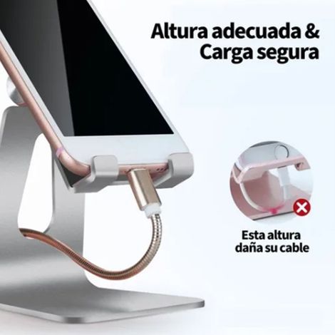 Soporte para tablet, altura ajustable, aleación de aluminio, ligero, antideslizante, silicona gris, soporte de escritorio/oficina. (1/5)