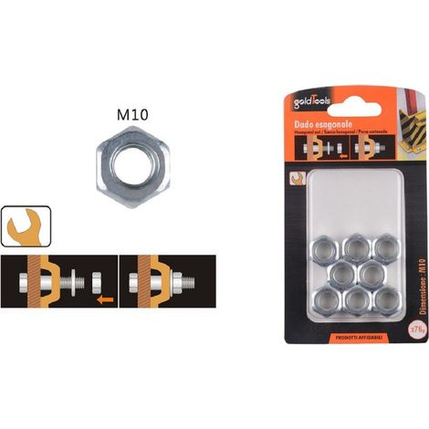 TRADE SHOP - Set Confezione 76gr. Dado Dadi Esagonali Bulloni Dimensione M10 Filettati 90854 - (1/2)