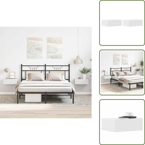 Tables de chevet flottantes 2 pcs Blanc bois d’ingénierie - Table De Chevet - Meuble De Chambre - Table De Nuit - Table Murale - Rangement Minimaliste (1/5)