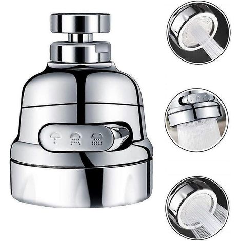 Accessoire de douchette amélioré pour robinet, aérateur de robinet rotatif à 360°, douchette pour lavabo, adaptateur universel avec joint en cuivre pur et adaptateur en caoutchouc, compatible avec les (1/3)