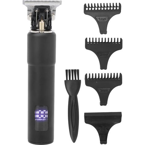 Tondeuse à cheveux électrique professionnelle sans fil rechargeable avec écran LCD pour hommes (noir) (1/5)