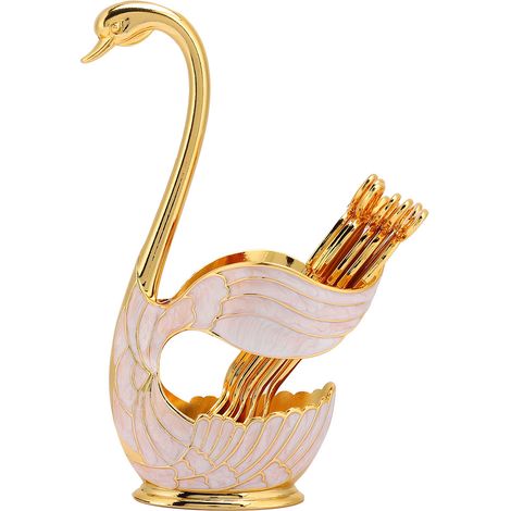 Cuillère à Dessert Café Style Européen Élégante Porte-Cuillère Cygne Or