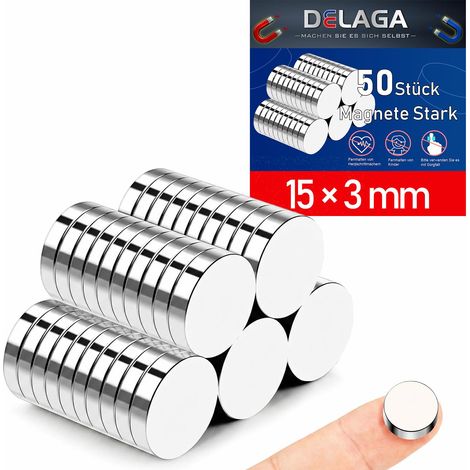 Lot de 50 aimants puissants - 15 x 3 mm - Mini aimants ronds - Impression 3D - Pour tableau magnétique, réfrigérateur, tableau blanc, tableau d'affichage, bureau (1/5)