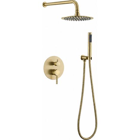 Ensemble douche encastré 47985L or brossé 2 fonctions 8 pouces mitigeur laiton 43 × 31 × 11,5 cm 3,5 kg – Livraison gratuite (1/5)