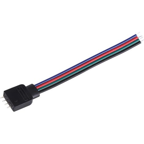 Connecteur fil 4 broches 10cm mâle, lot de 20 pour bande LED RGB 5050/3528/3014, câble de raccordement (1/5)
