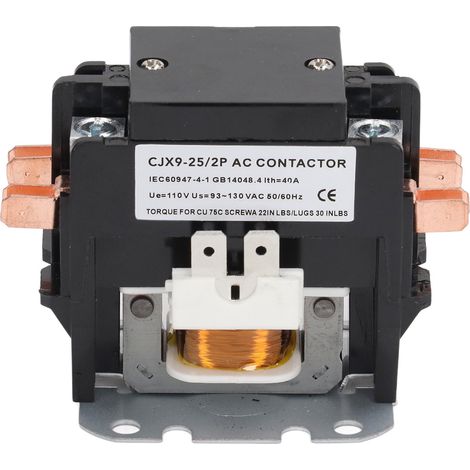Contacteur CA CJX9 25 2P, contacts en alliage d'argent, boîtier en PP ignifugé, 25 A, pour climatiseur 110 V