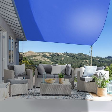 Blue Outdoor Sun Shade Sail Garden Patio Sunscreen Awning Canopy Shade UV Block Square 3.6x3.6m