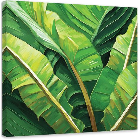 Tableau sur toile Tableau sur toile Feuilles de bananier vertes 50x50 (1/5)