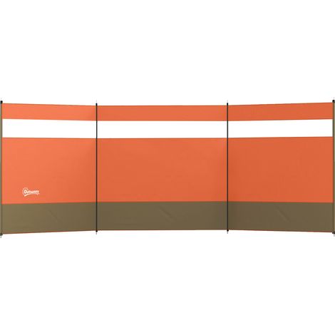 Outsunny Camping Windbreaks with Clear Windows, 440 x 140cm, Orange (1/5)