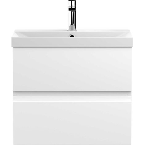 Hudson Reed Urban Wall Hung 2-Drawer Vanity Unit with Basin 3 Satin White - 600mm Wide (1/5)