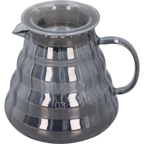 Carafe à café en verre gris à rayures, finition électroplaquée, avec filtre manuel, 700 ml, 8,4 x 14 cm (1/5)