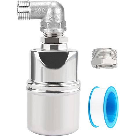 Vanne à flotteur, vanne de contrôle automatique du niveau d'eau de 1,9 cm pour réservoir d'eau, piscine, aquarium, remplissage automatique en acier inoxydable 304 (1/5)