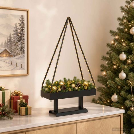 vidaXL Albero di Natale in metallo KUOPIO 60 cm Acciaio Nero (1/5)