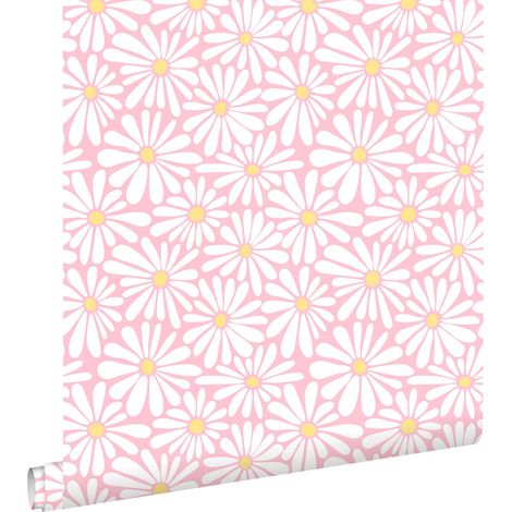 papier peint marguerites rose clair et jaune - ESTAhome (1/5)
