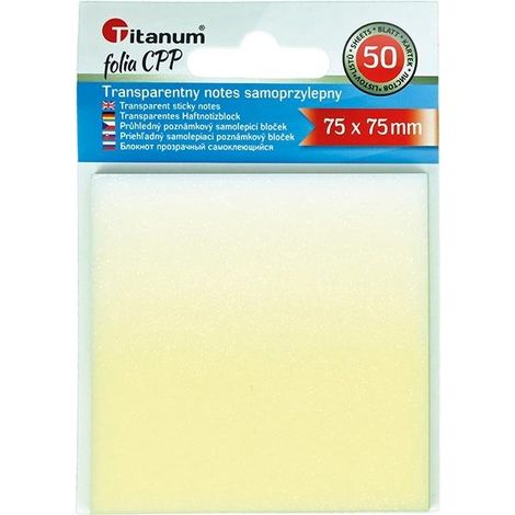 Bloc de notas autoadhesivo transparente de 75x75 mm, 50 KB