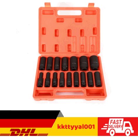 1/2 Zoll Schlagschrauber Nüsse Set, 16 tlg 10-32mm Deep Impact Socket Set ，Kraftsteckschlüssel-Set