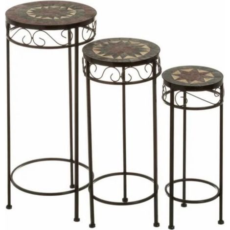 Sellettes / table haute - JUANIO - Set de 3 sellettes - Noir - Métal - 30 x 30 x 66 cm (1/3)