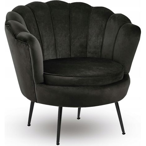 SILLÓN CONCHA TERCIOPELO NEGRO PARA SALÓN GLAMOUR PARA OFICINA FURNITEX (1/4)
