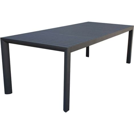 Tavolo estensibile 160/240 cm da giardino con struttura in alluminio e piano con doghe orizzontali Abraham - Black (1/10)