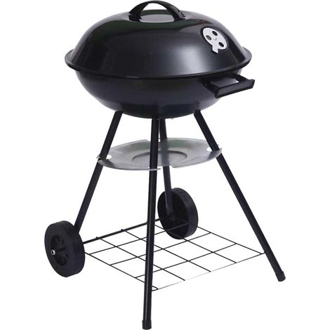 JARDIN202 - Barbacoa de Carbón Portátil Dakota Parrilla Redonda Estilo Kettle Exteriores, Jardín y Camping Parrilla de Ø 45 cm Negro