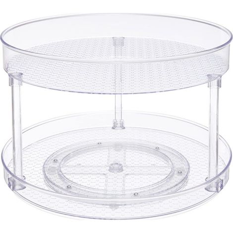 Plateau de rangement tournant à 2 niveaux, transparent, 22,9 cm (1/4)