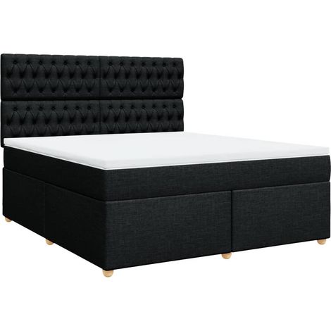 Maison Exclusive - Cama box spring con colchón tela negro 180x200 (1/5)