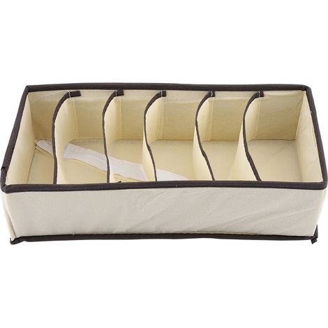 Boîte de rangement portable, pliable et résistante avec compartiments pour soutien-gorge, sous-vêtements et chaussettes (6 compartiments) (1/5)