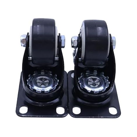 Lot De 2 Roulettes Pivotantes Pour Meubles Avec Frein Et 2 Roues Universelles, Capacité De Charge De 50 Kg Par Roulette Pivotante (avec 16 Vis) (1/5)