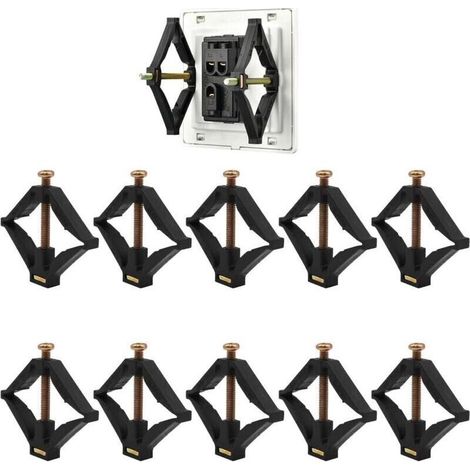 Tiges de Support pour Boîte de Prise Murale - Lot de 10 Pièces, Acier Galvanisé, Compatible Accessoires Électriciens - (1/5)