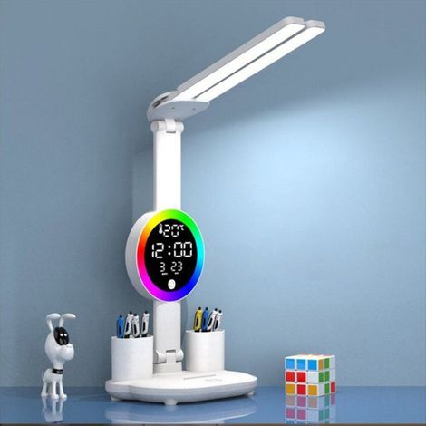 Lampe de Table à LED pour Bureau D'Étude, Lampe de Lecture, Veilleuse à LED, Affichage D'Horloge à LED, Lampe de Bureau de Lecture, (1/5)