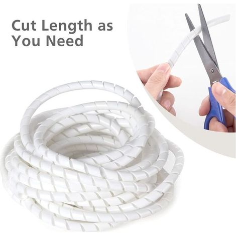 Gaine Spirale Flexible Universel 6mm, Kit de Câble Rangement 1 pack de Tube d'Enroulement de Câble en Spirale pour Protéger le Câble d'Antenne TV/PC/USB/Télé/AUX- (15m), Blanc(6mm,15m) (1/4)