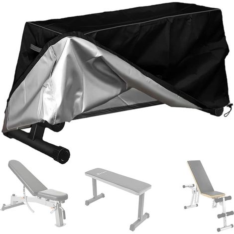 Housse de banc de musculation 150 x 46 x 52cm, tissu Oxford, imperméable et anti-poussière, avec aération en maille et cordon serrage, housse banc d'extérieur pour planche abdominale (1/5)