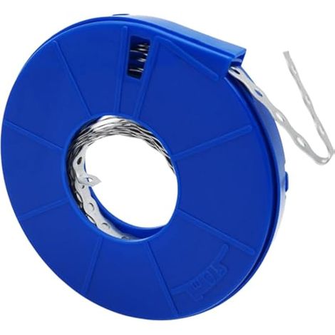 Ruban Perforé, Bande de fixation en métal galvanisé, 12 mm (largeur) x 0,7 mm (épaisseur) x 1 rouleau de 10 m de ruban métallique perforé, Pour fixer, suspendre et stabiliser des tuyaux, câbles (1/5)