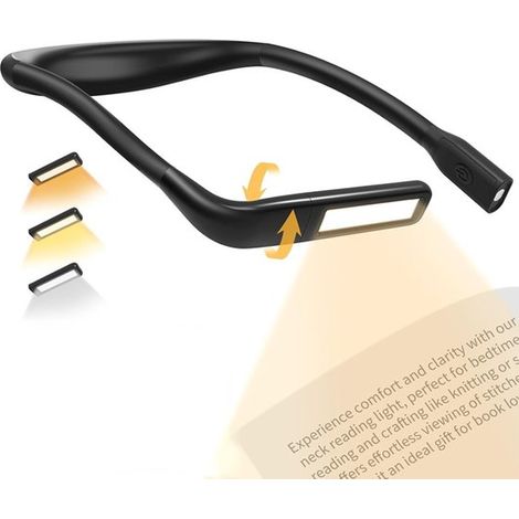 Lámpara de lectura de cuello, recargable de luz alta, lámpara de lectura LED de tres colores para mesita noche, lámpara lectura plegable, negra (1/5)