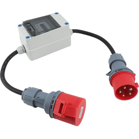 Compteur énergie numérique triphasé 32A IP55 – Écran LED rétroéclairé consommation avec prise CEE camping chantier (1/4)