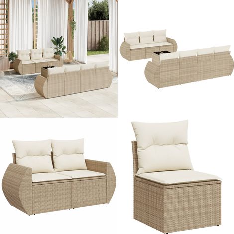 Salon de jardin avec coussins 8 pcs beige résine tressée - Ensemble Salon De Jardin - Salon De Jardin Pliable - Meuble De Jardin - Mobilier De Jardin - Résine Tressée - Home & Living (1/5)