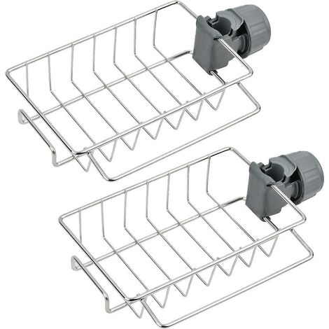 Set aus 2 Duschablagen aus Edelstahl, Seifenschale und Shampoo-Halter (ohne Bohren). (1/4)